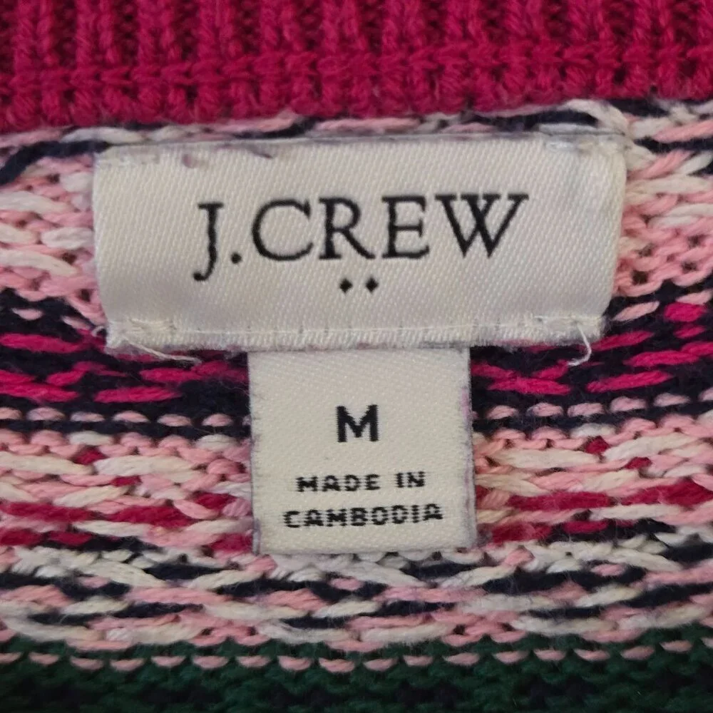 J.Crew Cotton Fair Isle Sweater Shades Of Pink Celestial Size M